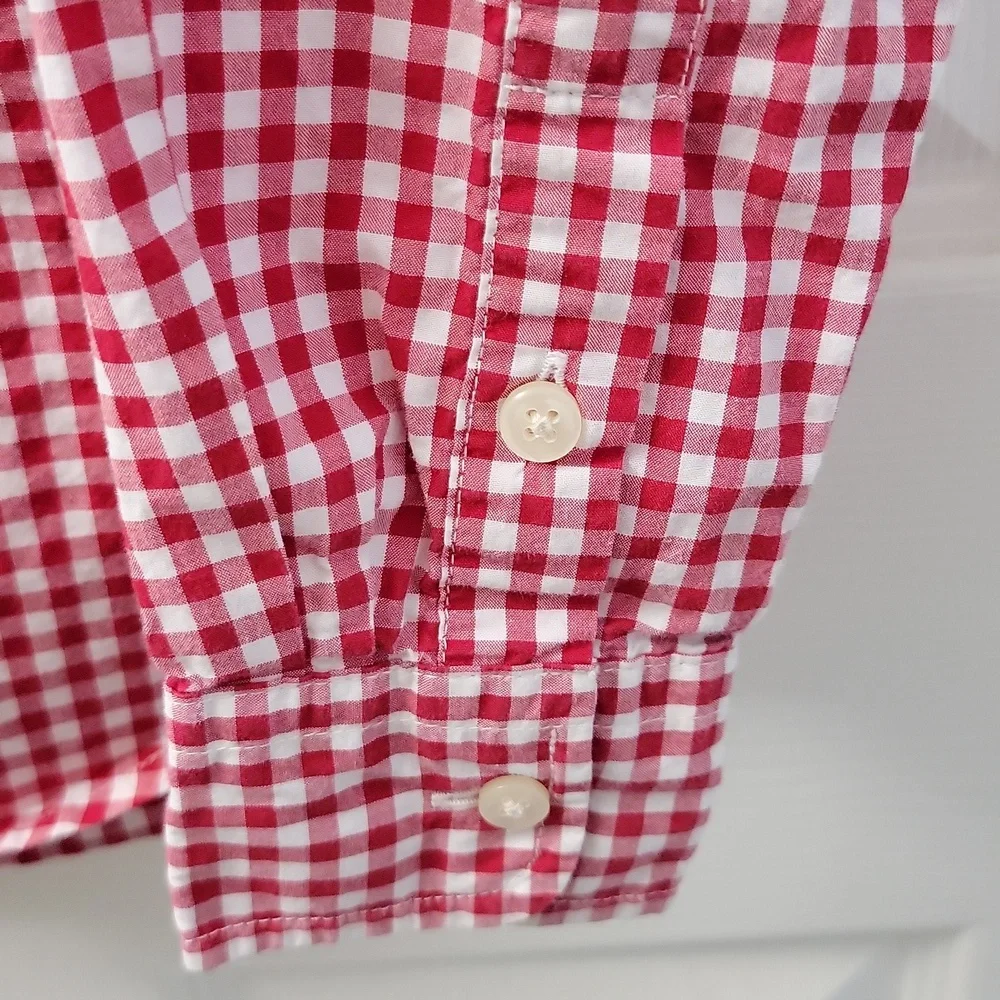 Ralph Lauren Gingham Shirt Red White Long Sleeve Button Down Collar Size Small 8